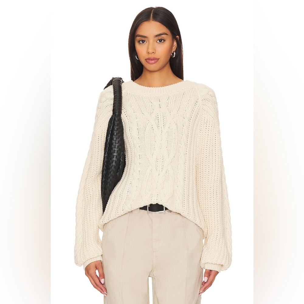 Free People Frankie Cable Sweater in Ivory M